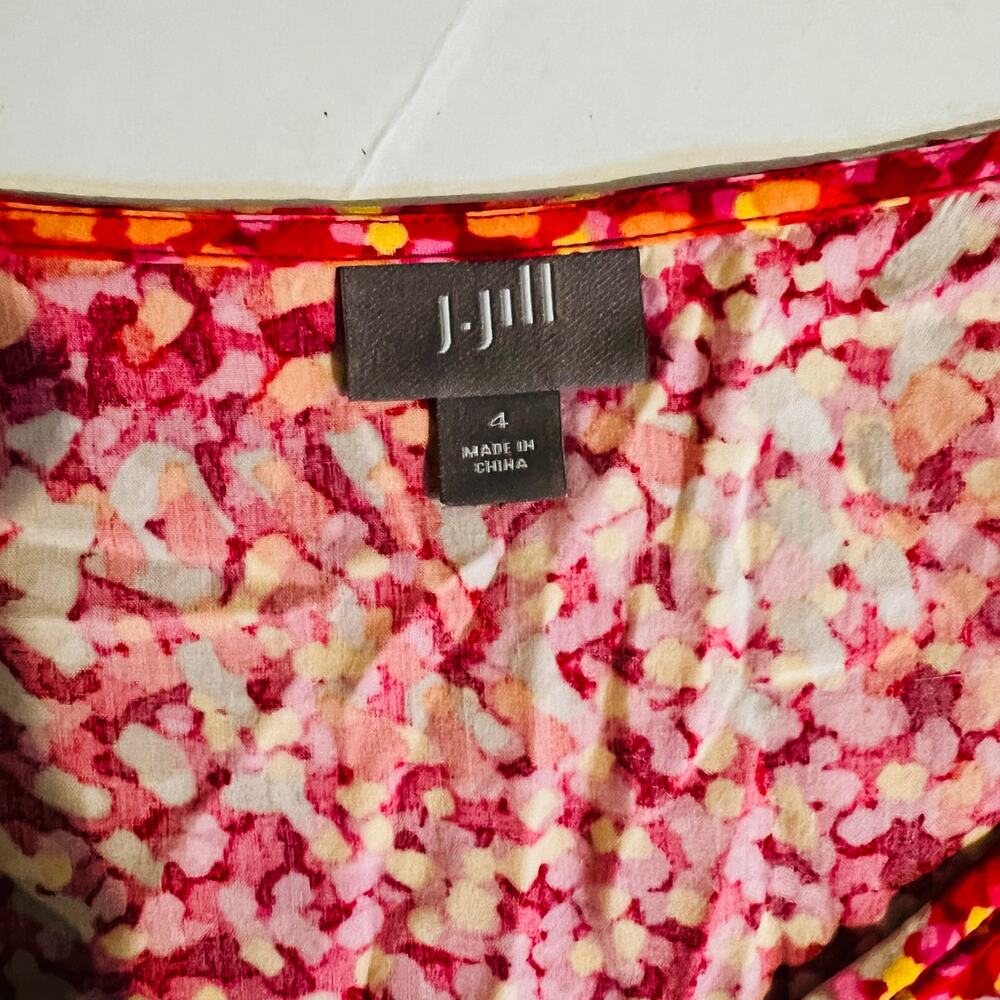 J. Jill Printed Sleeveless Shift Dress Size 4 Pink - Picture 3 of 7